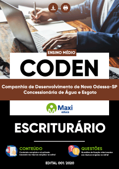 Apostila Companhia de Desenvolvimento de Nova Odessa-SP - Concessionária de Água e Esgoto - CODEN - Escriturário