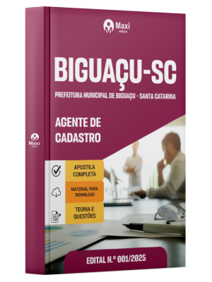 Apostila Prefeitura de Biguaçu - SC - 2025 - Agente de Cadastro