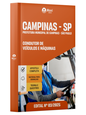 Apostila Prefeitura de Campinas - SP - 2025 - Condutor de Veículos e Máquinas