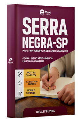 Apostila Prefeitura de Serra Negra-SP 2025 - Comum - Ensino Médio Completo e/Ou Técnico Completo