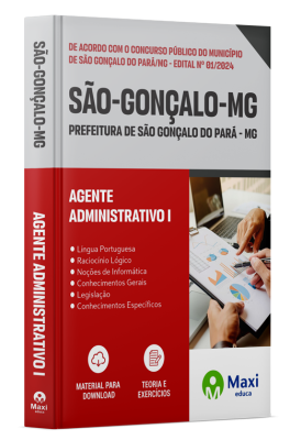 Apostila Prefeitura de São Gonçalo do Pará - MG - 2024 - Agente Administrativo I