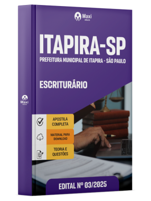 Apostila Prefeitura de Itapira - SP - 2025 - Escriturário