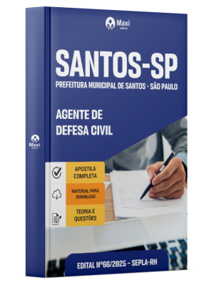 Apostila Prefeitura de Santos -  SP - 2025 - Agente de Defesa Civil