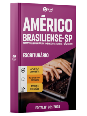 Apostila Prefeitura De Américo Brasiliense -  SP - 2025 - Escriturário