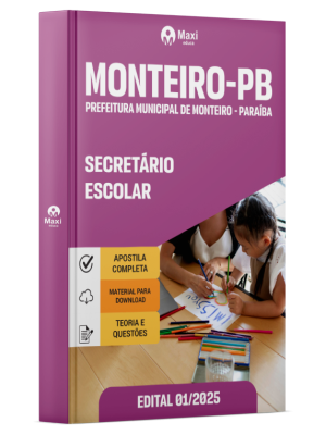 Apostila Prefeitura de Monteiro - PB - 2025 - Secretário Escolar