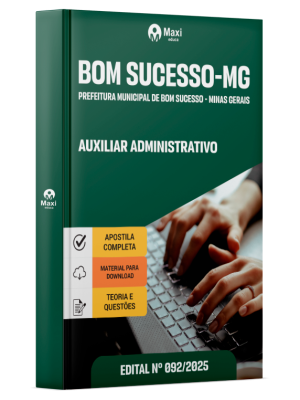 Apostila Prefeitura de Bom Sucesso-MG  2025 - Auxiliar Administrativo