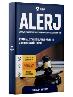 Apostila ALERJ em PDF 2025 - Especialista Legislativo Nível III - Administração Geral