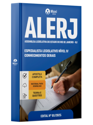 Apostila ALERJ em PDF 2025 - Especialista Legislativo Nível IV - Conhecimentos Gerais