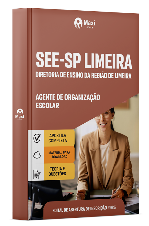 Apostila SEE-SP Limeira 2026 - Agente de Organização Escolar