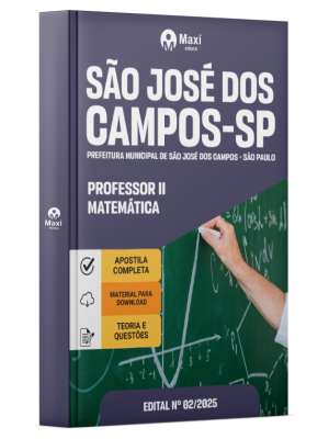 Apostila Prefeitura de São José dos Campos - SP 2025 - Professor II - Matemática