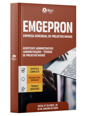 Apostila EMGEPRON 2026 - Técnico de Projetos Navais - Assistente Administrativo (Administração)