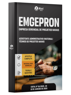 Apostila EMGEPRON 2026 - Técnico de Projetos Navais - Assistente Administrativo (Material)