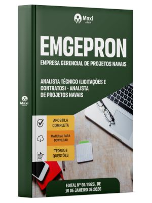 Apostila EMGEPRON 2026 - Analista de Projetos Navais - Analista Técnico (Licitações e Contratos)