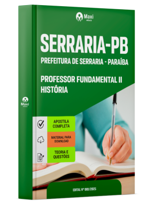 Apostila Prefeitura de Serraria-PB 2026 - Professor Fundamental II - História