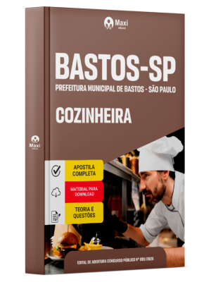 Apostila Prefeitura de Bastos - SP 2026 - Cozinheira