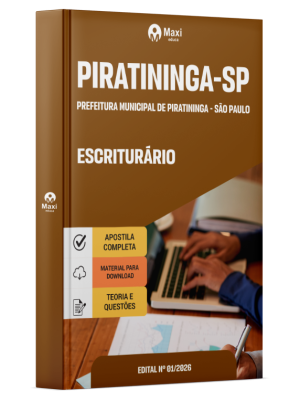 Apostila Prefeitura de Piratininga - SP 2026 - Escriturário