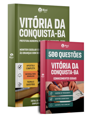Combo Prefeitura de Vitória da Conquista - BA 2026 - Monitor Escolar (Suporte às Crianças com Deficiência)