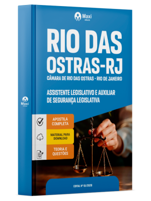 Apostila Câmara de Rio das Ostras-RJ 2026 em PDF - Assistente Legislativo e Auxiliar de Segurança Legislativa