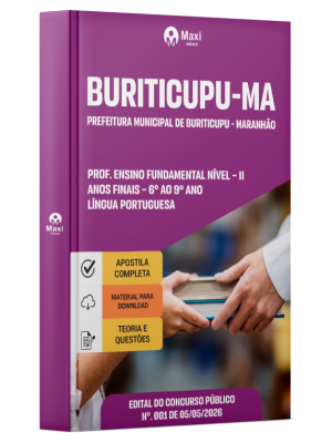 Apostila Prefeitura de Buriticupu-MA 2026 - Prof. Ensino Fundamental Nível II - Anos Finais - 6º Ao 9º Ano -  Língua Portuguesa
