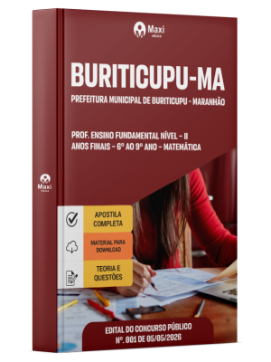 Apostila Prefeitura de Buriticupu-MA 2026 - Prof. Ensino Fundamental Nível II - Anos Finais - 6º Ao 9º Ano -  Matemática