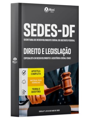 Apostila SEDES-DF 2026 em PDF - Especialista em Desenvolvimento e Assistência Social (EDAS) - Direito e Legislação