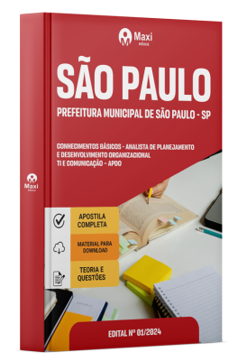 Apostila Prefeitura Municipal de São Paulo - SP 2025 - Conhecimentos Básicos - Analista de Planejamento e Desenvolvimento Organizacional – TI e Comunicação – APDO