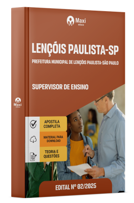 Apostila Prefeitura de Lençóis Paulista-SP 2025 - Supervisor De Ensino