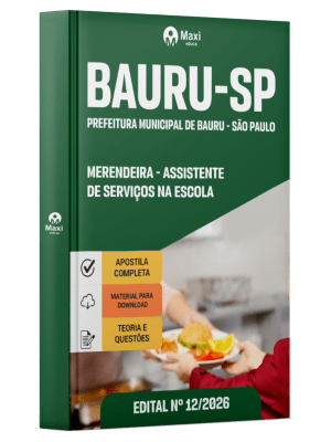 Apostila Prefeitura de Bauru-SP 2026 - Assistente de Serviços na Escola - Merendeira