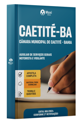 Apostila Câmara de Caetité-BA 2025 - Auxiliar De Serviços Gerais, Motorista e Vigilante
