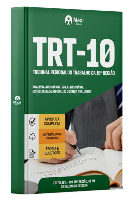 Apostila TRT-10  2024 - Analista Judiciário - Área: Judiciária - Especialidade: Oficial De Justiça Avaliador
