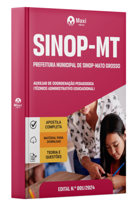 Apostila Prefeitura de Sinop-MT 2024 - Auxiliar De Coordenação Pedagogica (Técnico Administrativo Educacional)