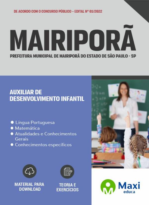 - Apostila Mairiporã - SP 2022 Auxiliar de Desenvolvimento Infantil