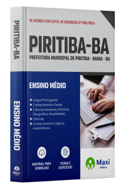 Apostila Prefeitura de Piritiba - BA - 2024