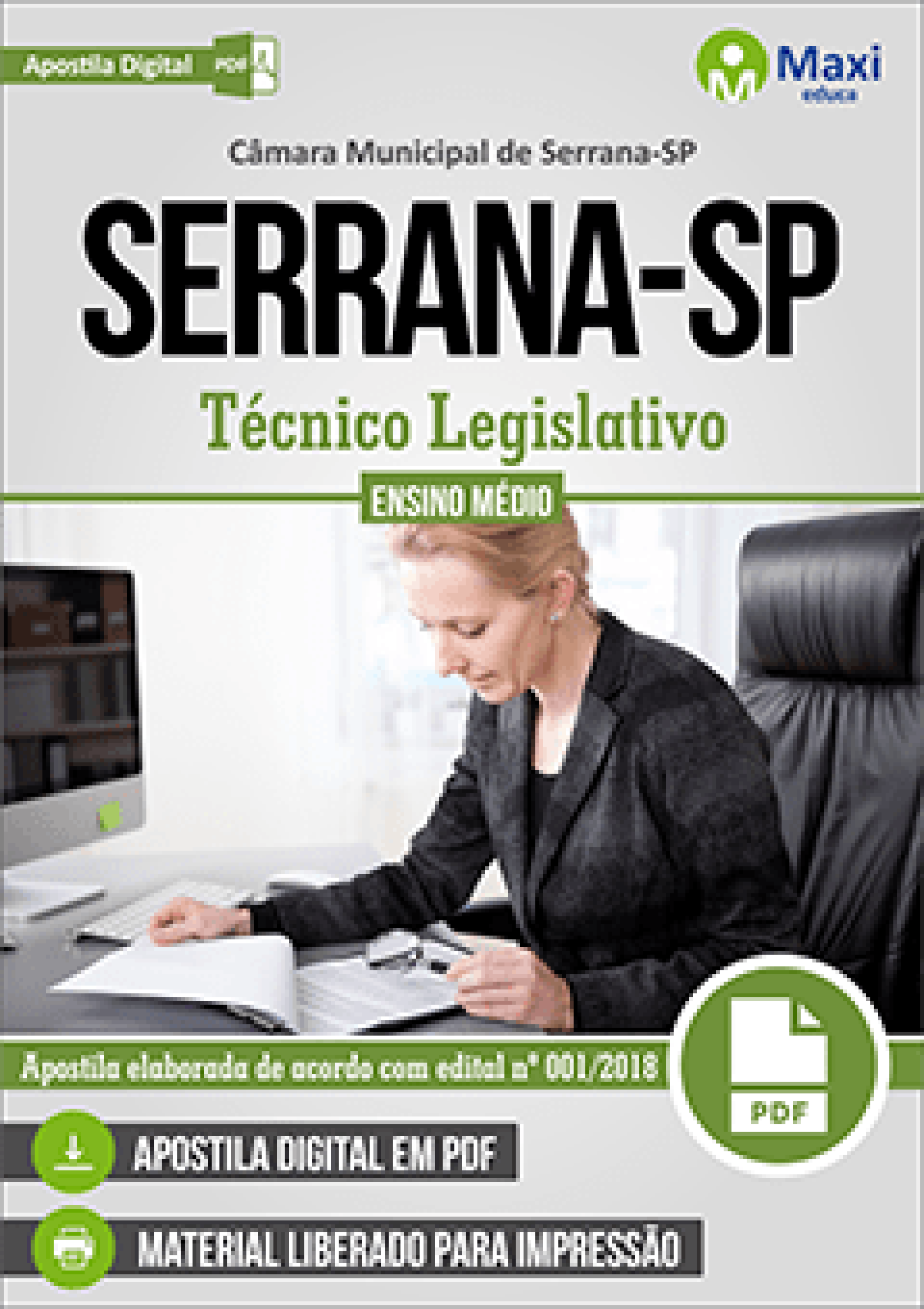 Capa - Apostila Digital em PDF da Câmara de Serrana-SP - Técnico Legislativo
