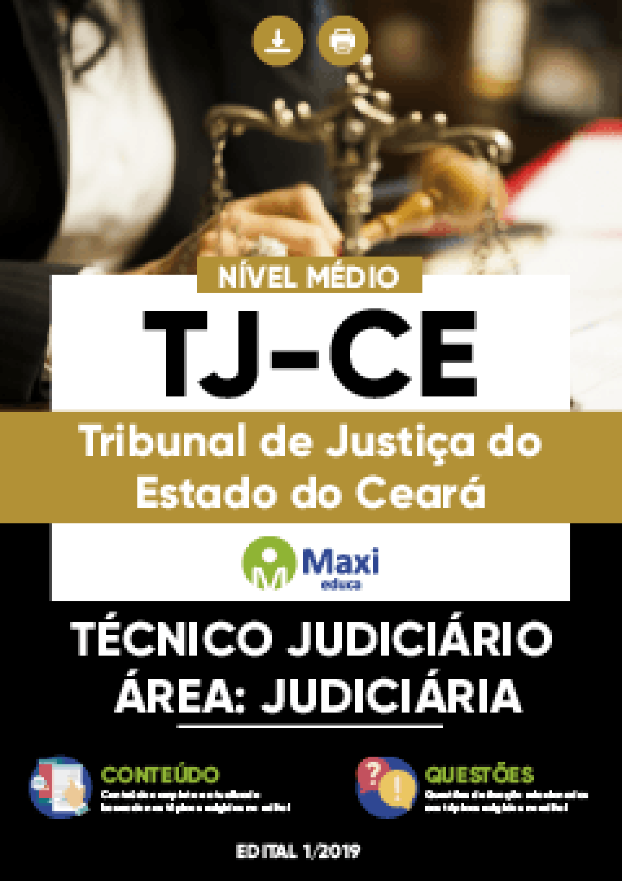 Capa - Apostila Digital em PDF do Tribunal de Justiça do Estado do Ceará - TJ-CE - Técnico Judiciário -Área: Judiciária