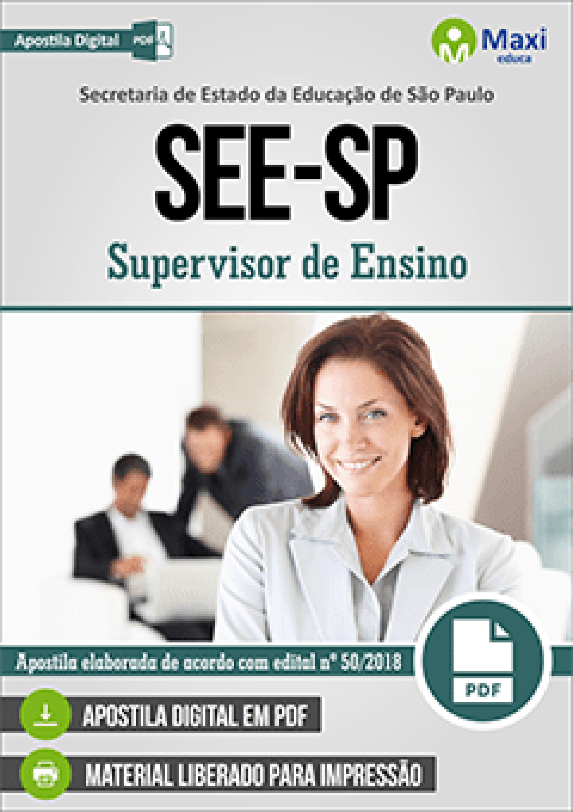 Capa - Apostila Digital em PDF da Secretaria de Estado da Educação de São Paulo - SEE-SP - Supervisor de Ensino