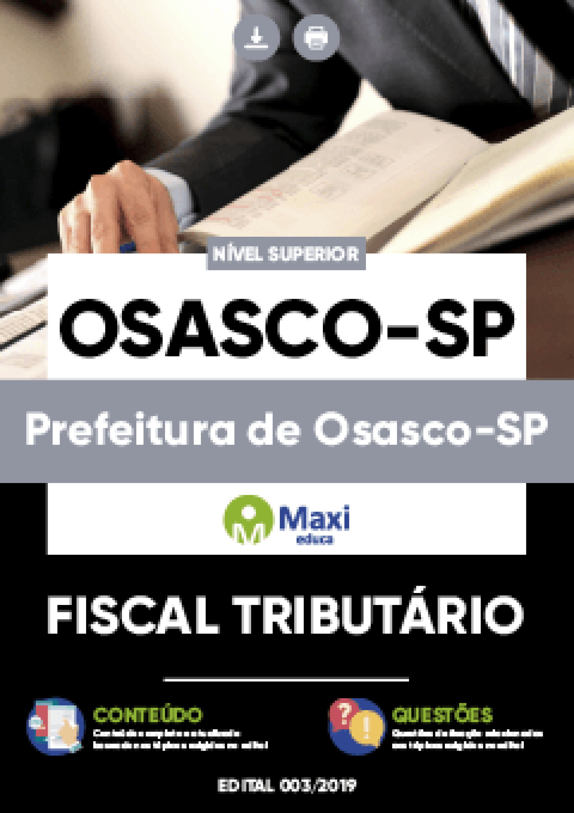 Capa - Apostila Digital em PDF da Prefeitura de Osasco-SP - Fiscal Tributário