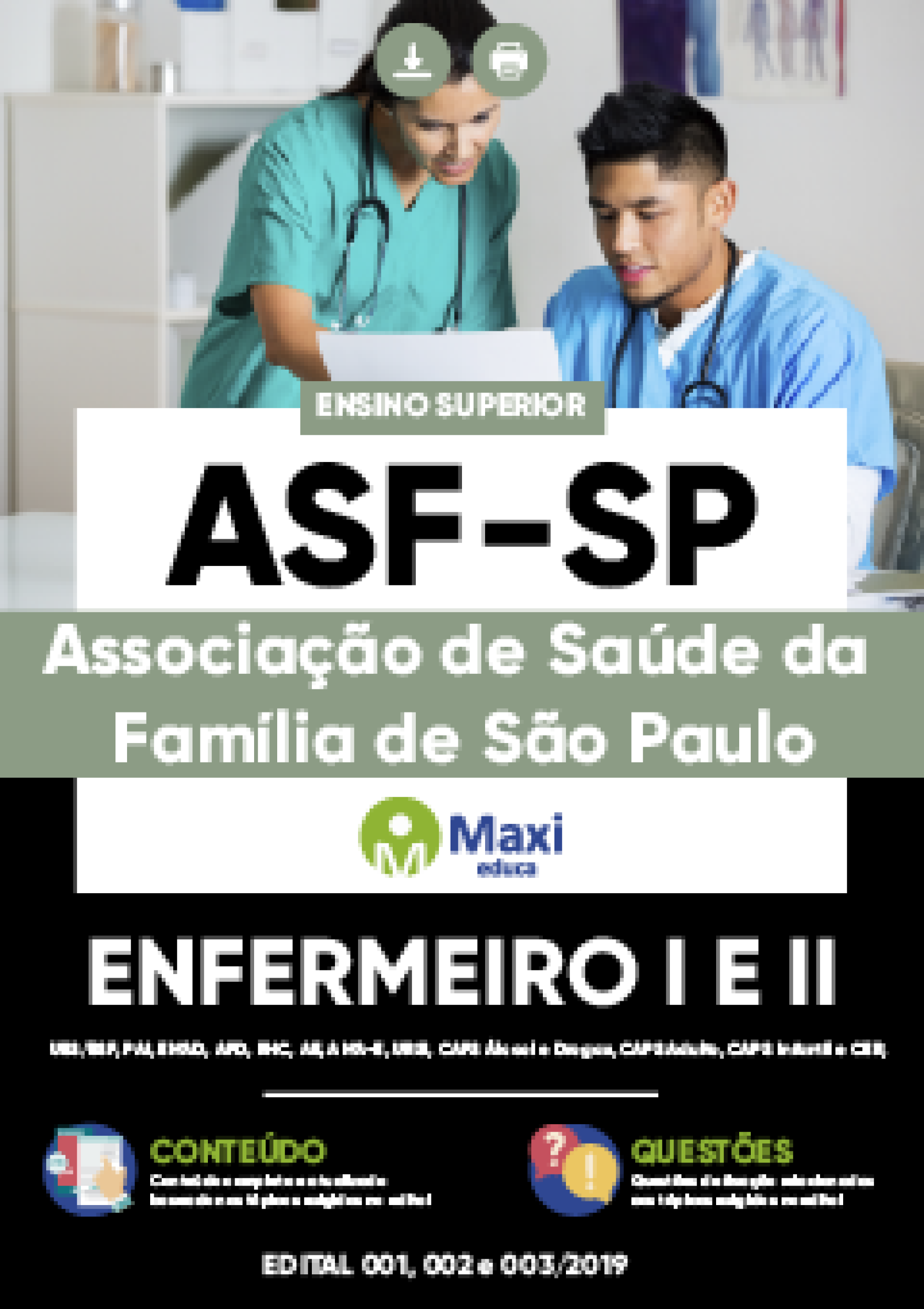 Capa - Apostila Digital em PDF da Associação de Saúde da Família de São Paulo - ASF-SP - Enfermeiro I e II