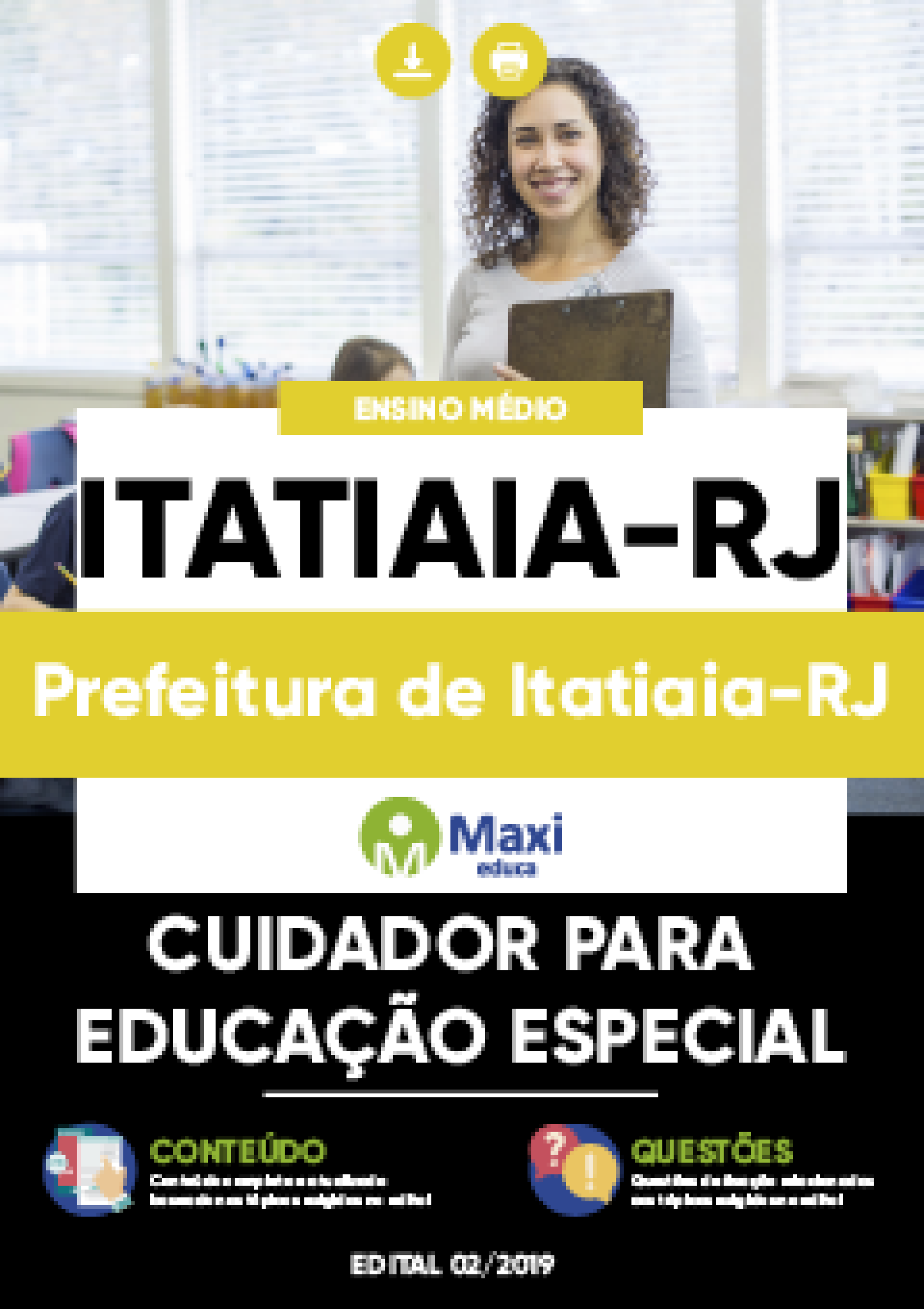 Capa - Apostila Digital em PDF da Prefeitura de Itatiaia-RJ - Cuidador para Educação Especial